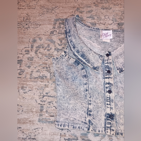Vintage Dirty Dancing 1987 Acid washed Crop Sleeveless denim vest  small - Picture 3 of 15
